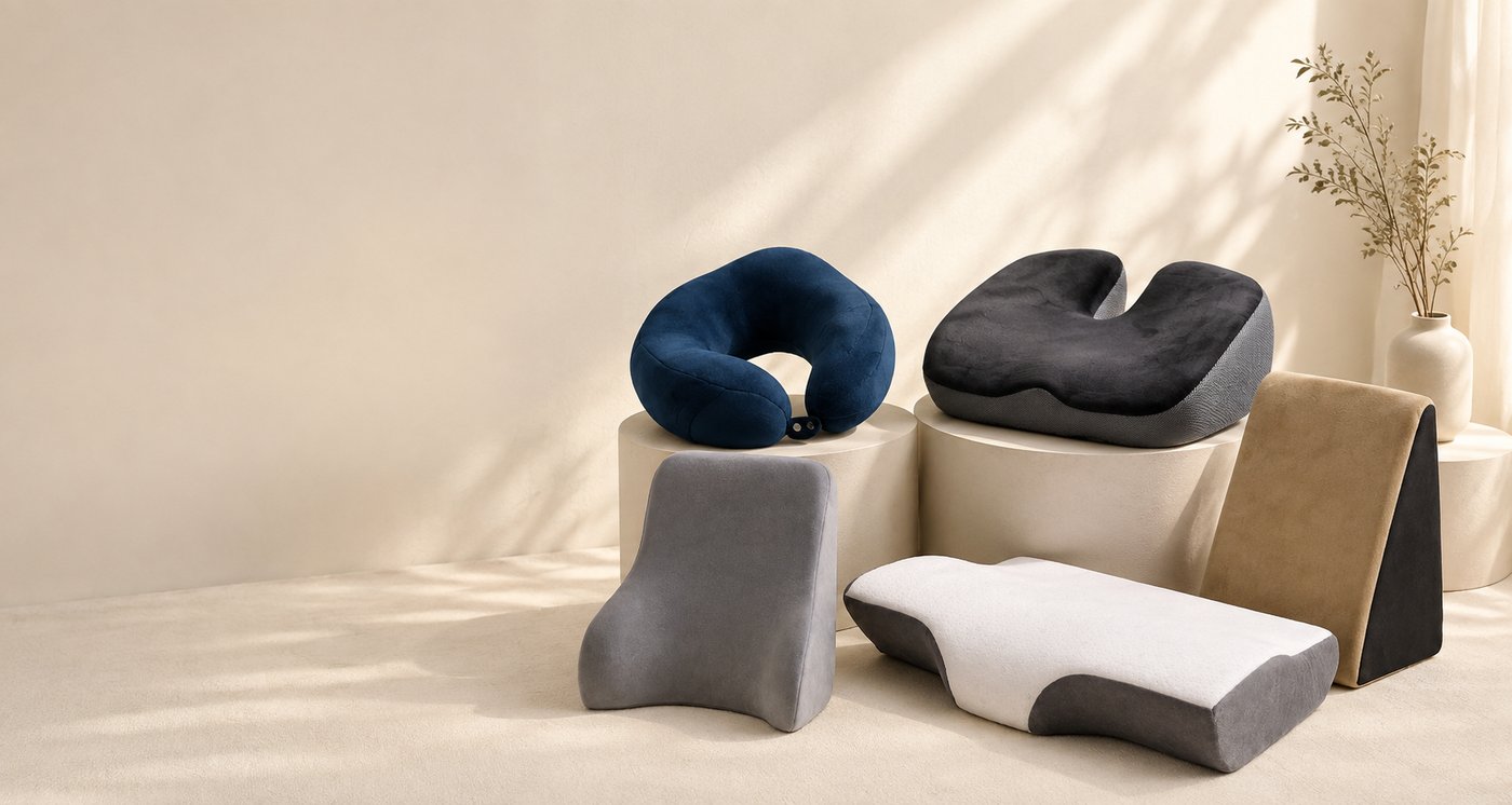 SoWell comfort products arranged on pedestals
