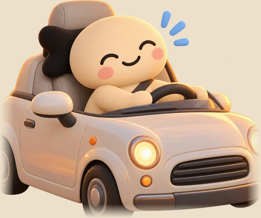 Snoozy driving with a Ultimate Comfort Car Neck Rest on his headrest
